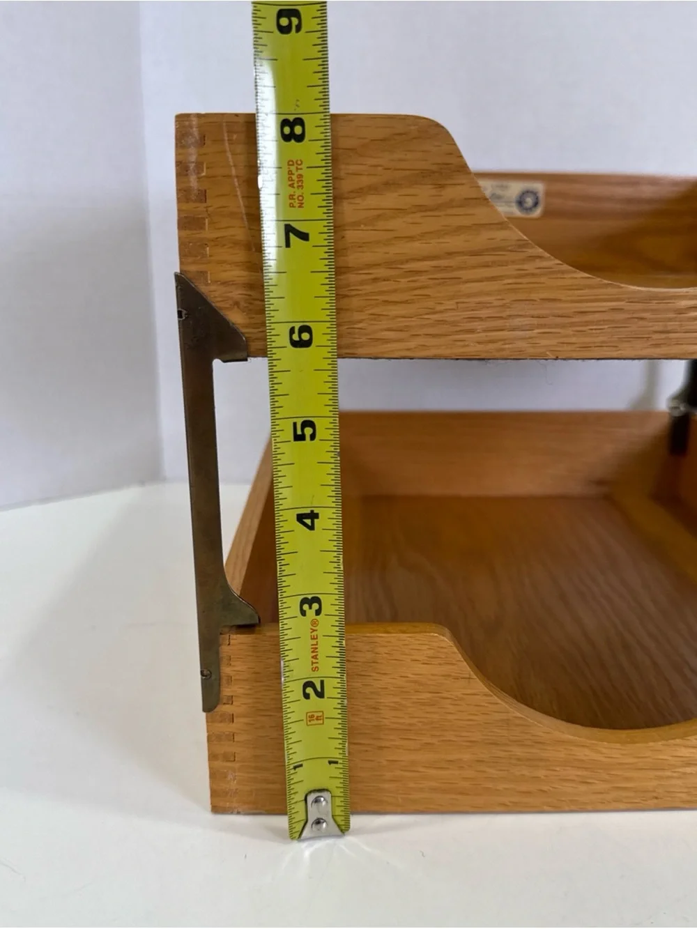 VTG Mid-Century Hedges Files “The Line” Oak Wood 2-Tier Desk Organizer Tray 1721